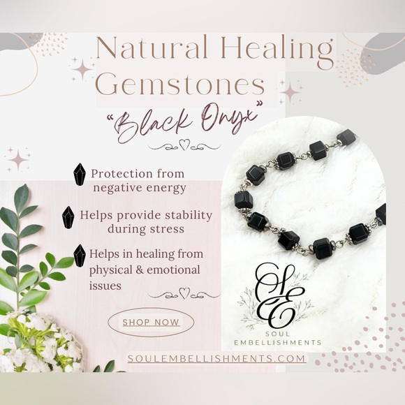 NEW: Beautifully Crafted Semi-Precious “Onyx” Crystal Beaded Healing Bracelet - Picture 3 of 11